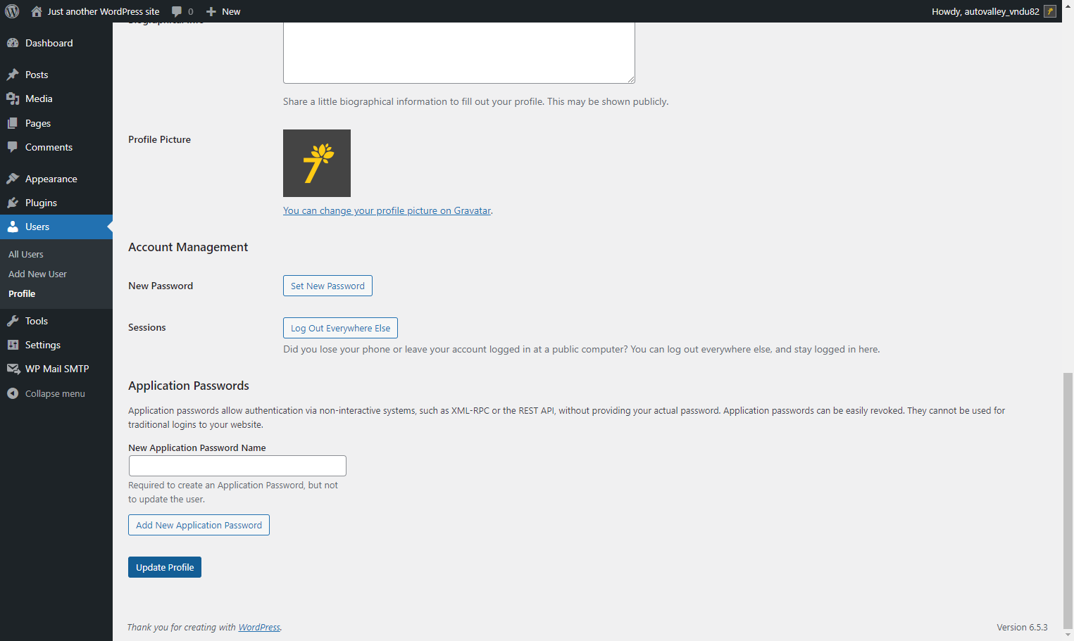 Click on Update Profile