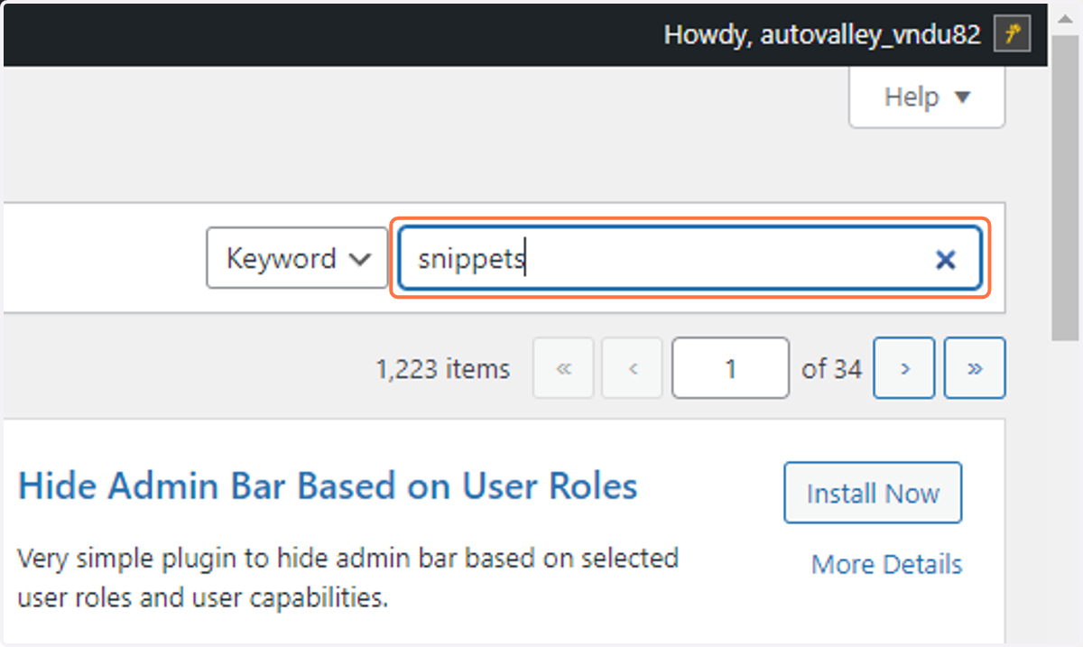 In the search bar type "snippets"