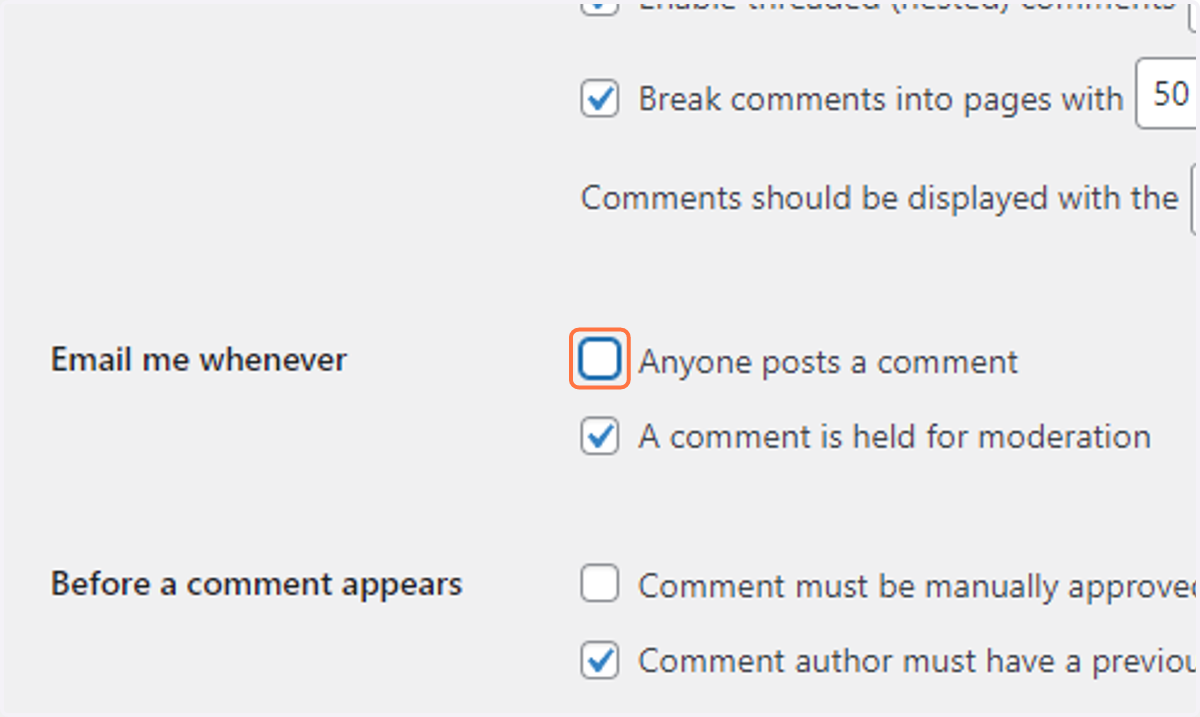 Uncheck Anyone posts a comment