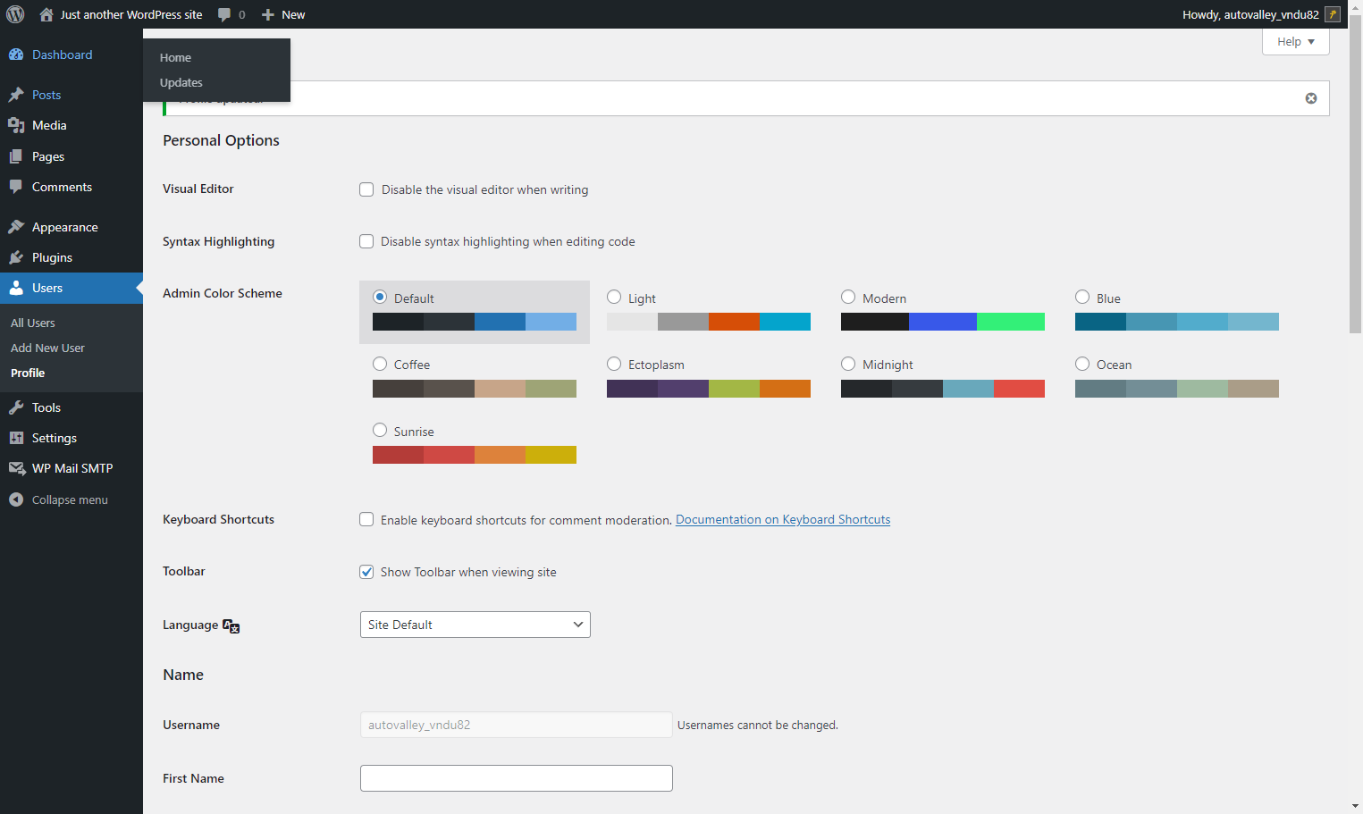 Click on the "Dashboard" option in the main menu