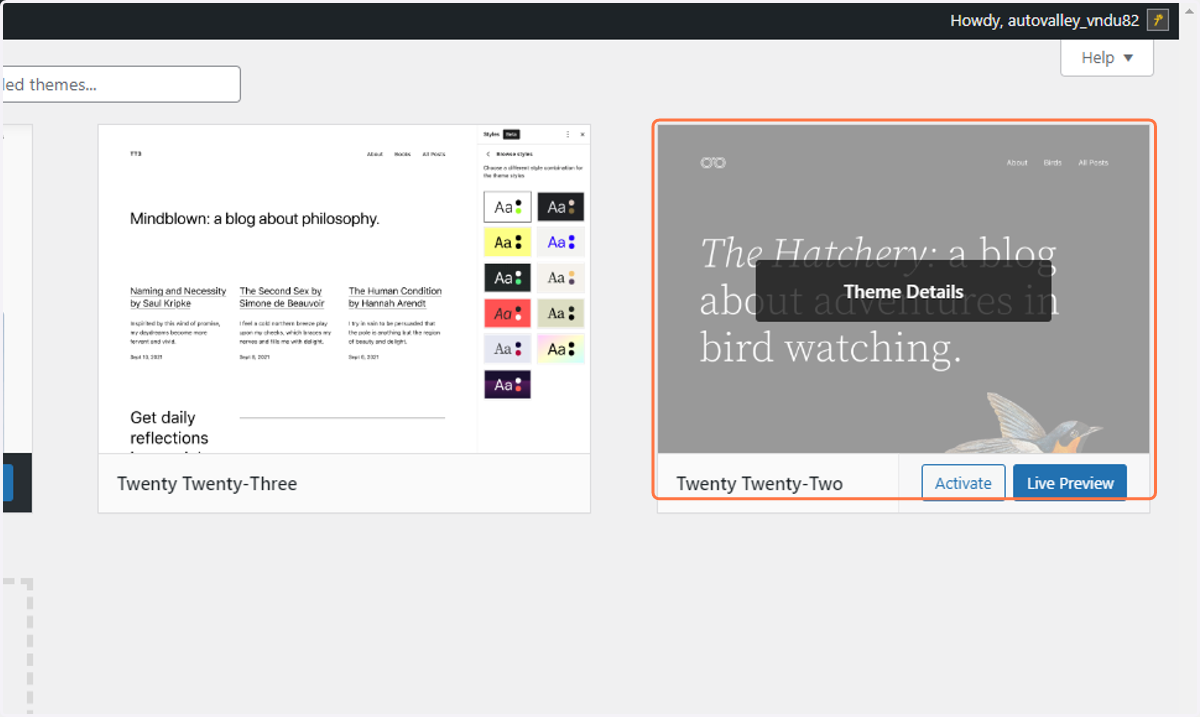 Click on the image of one of the older themes