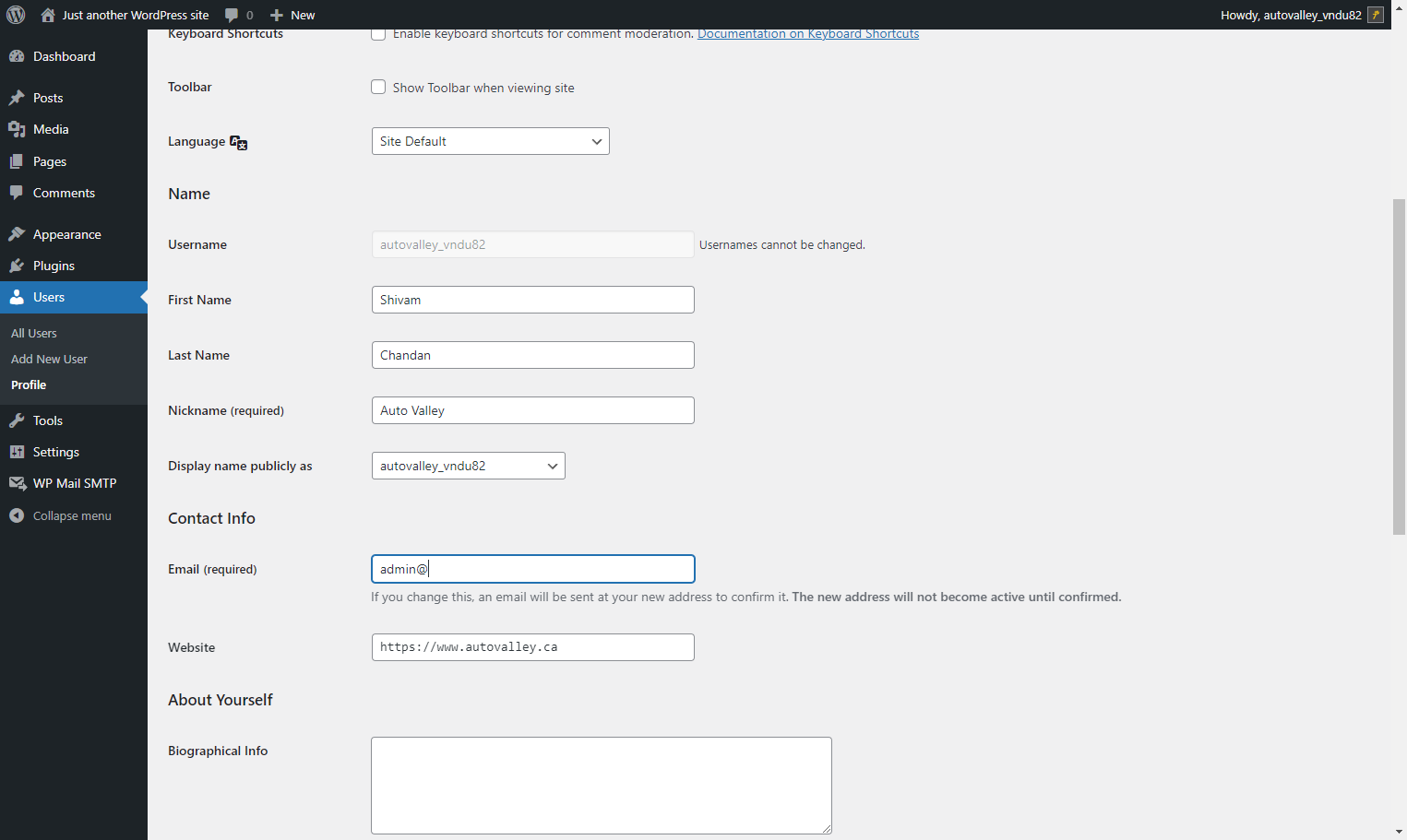 Add the "admin@"CLIENTURL" email