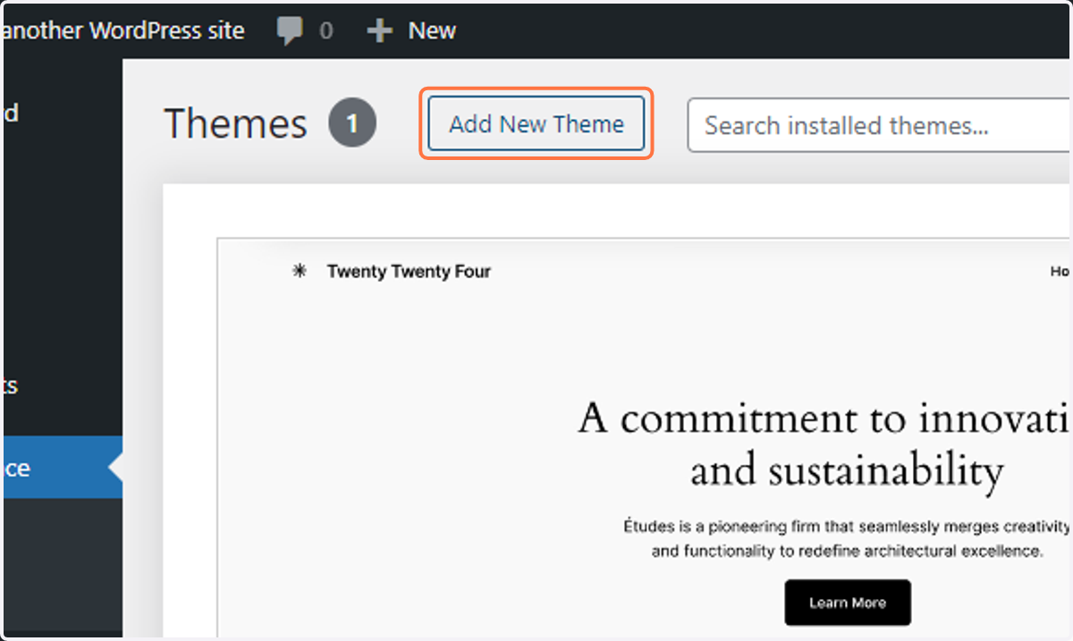 Click on Add New Theme