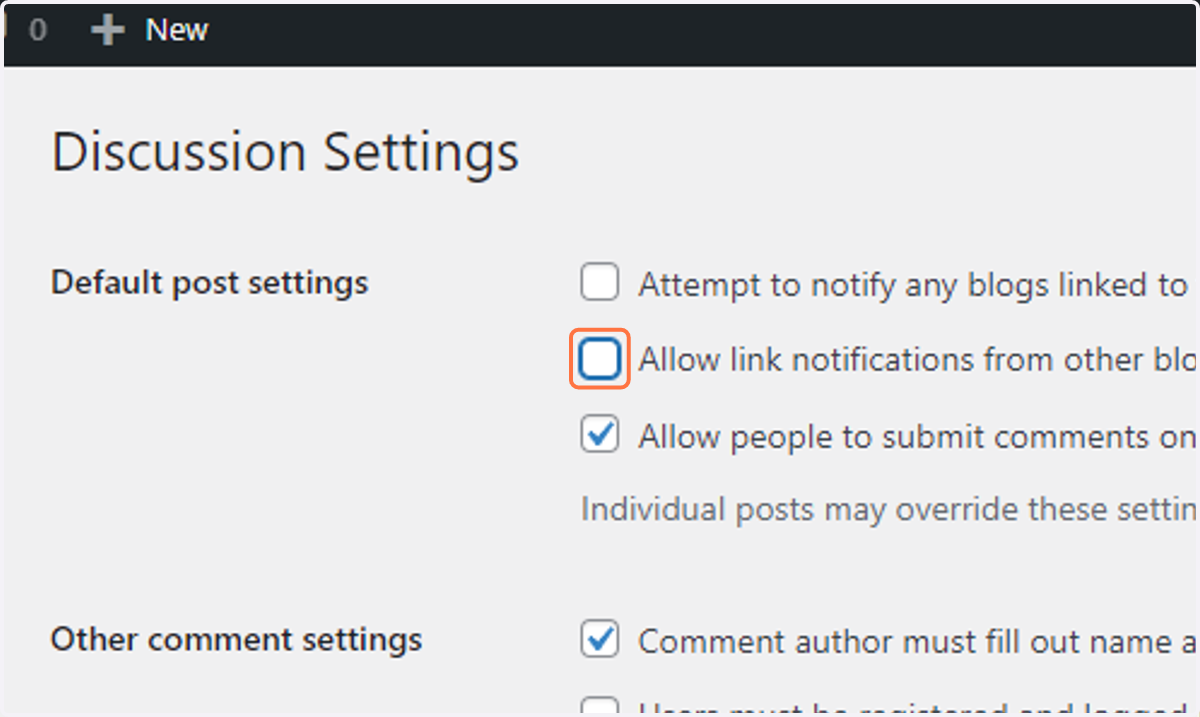 Uncheck Allow link notifications from other blogs (pingbacks and trackbacks) on new posts
