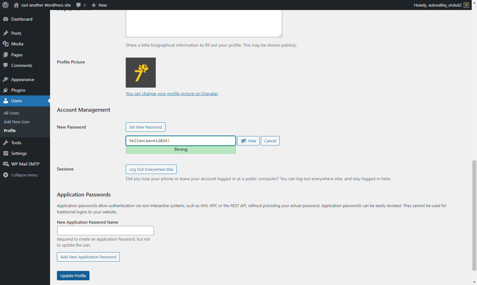 Click on Update Profile