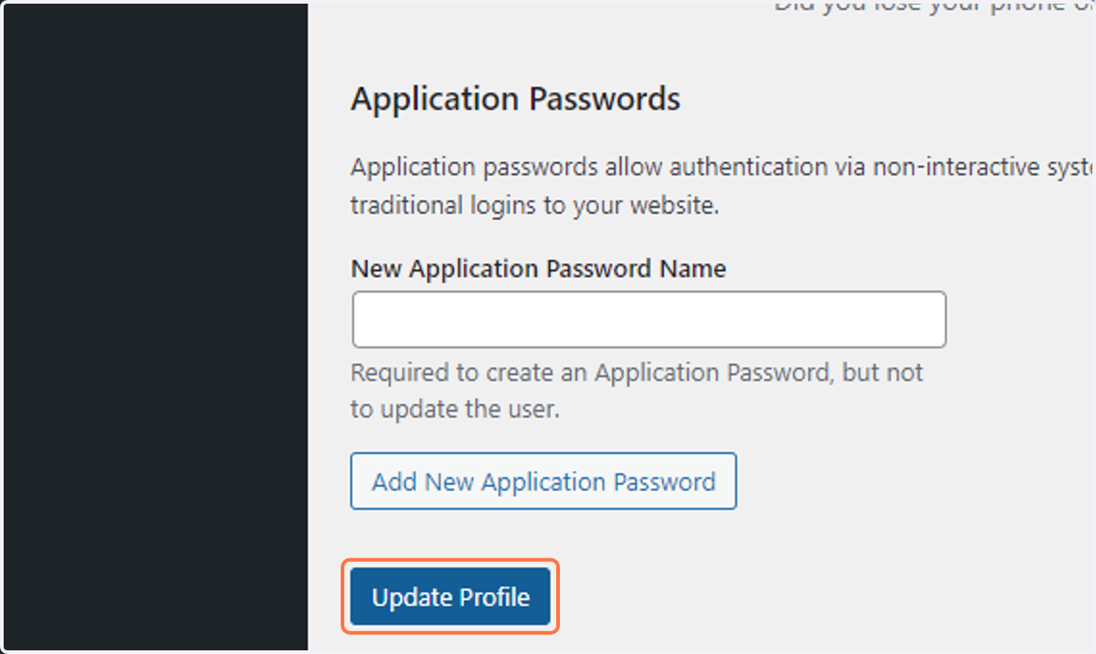 Click on Update Profile