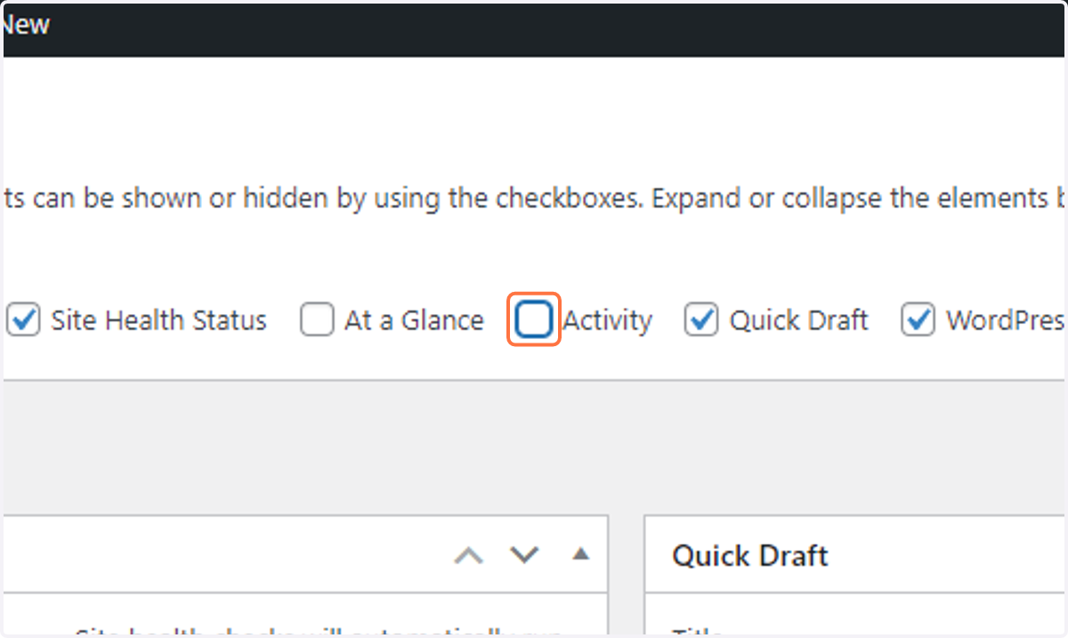 Uncheck Activity