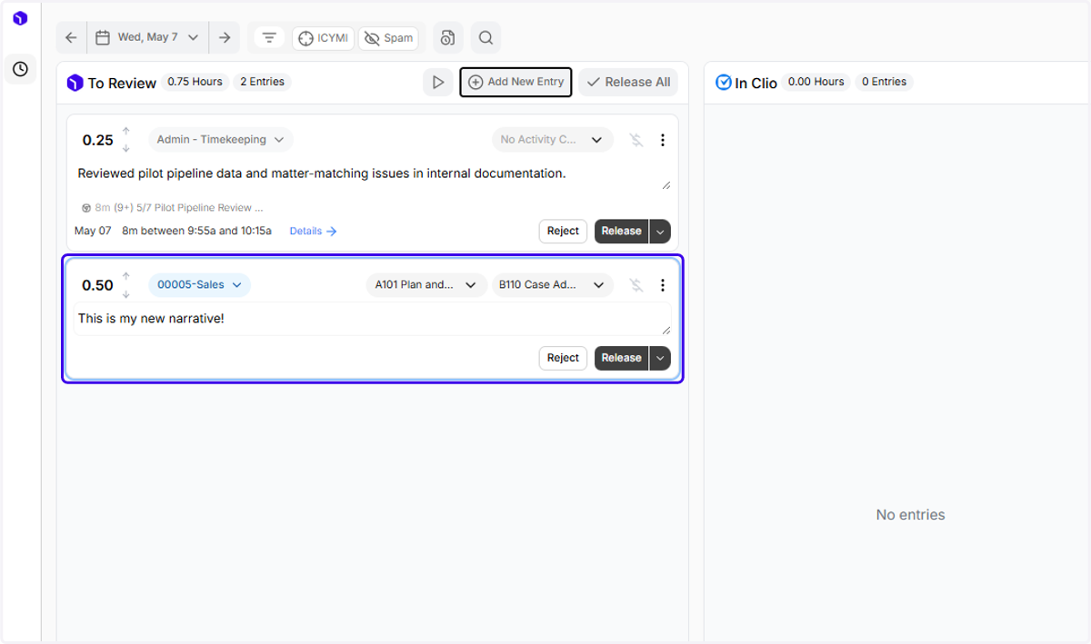 Your entry has now been created in Ajax!