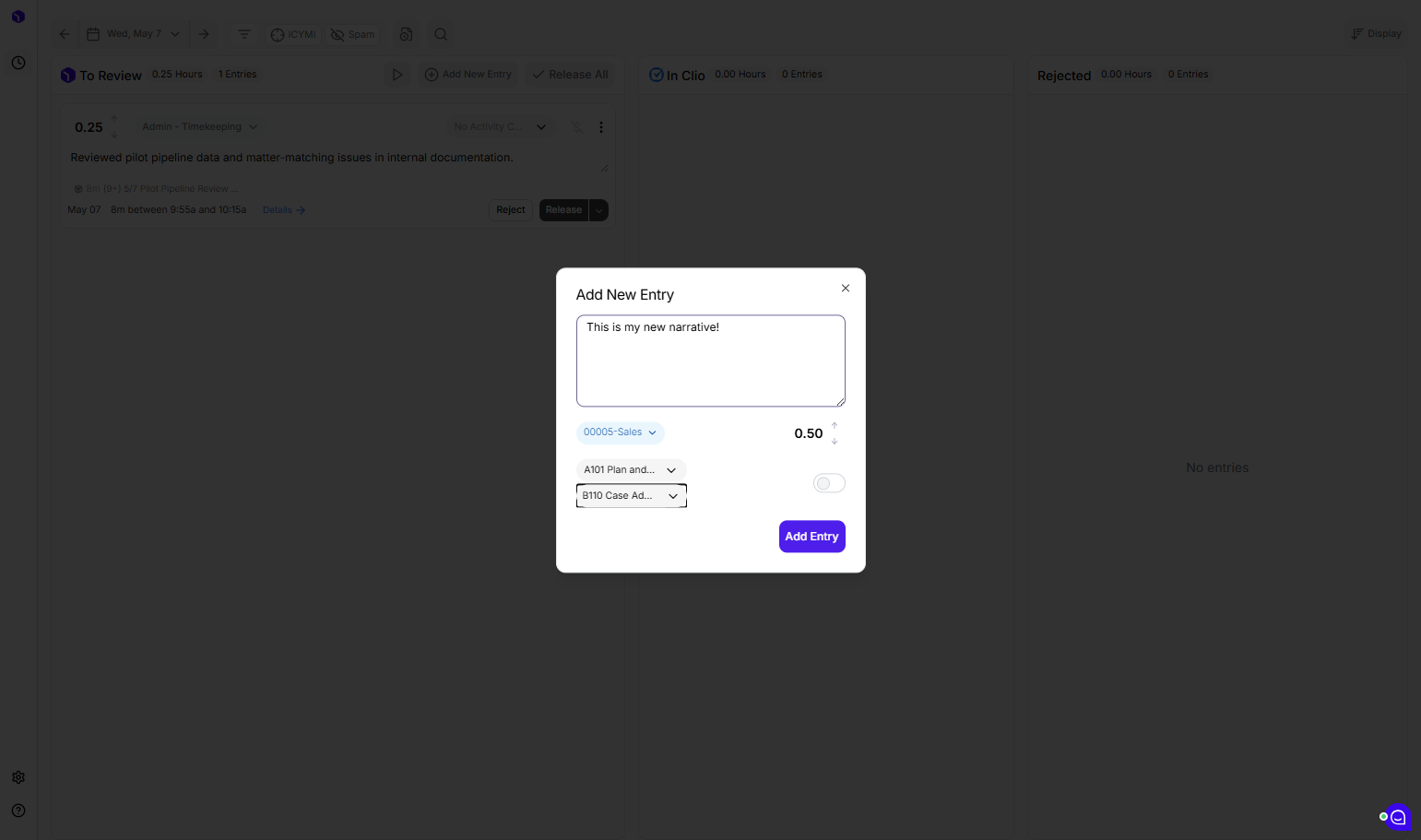 And then click "Add Entry"