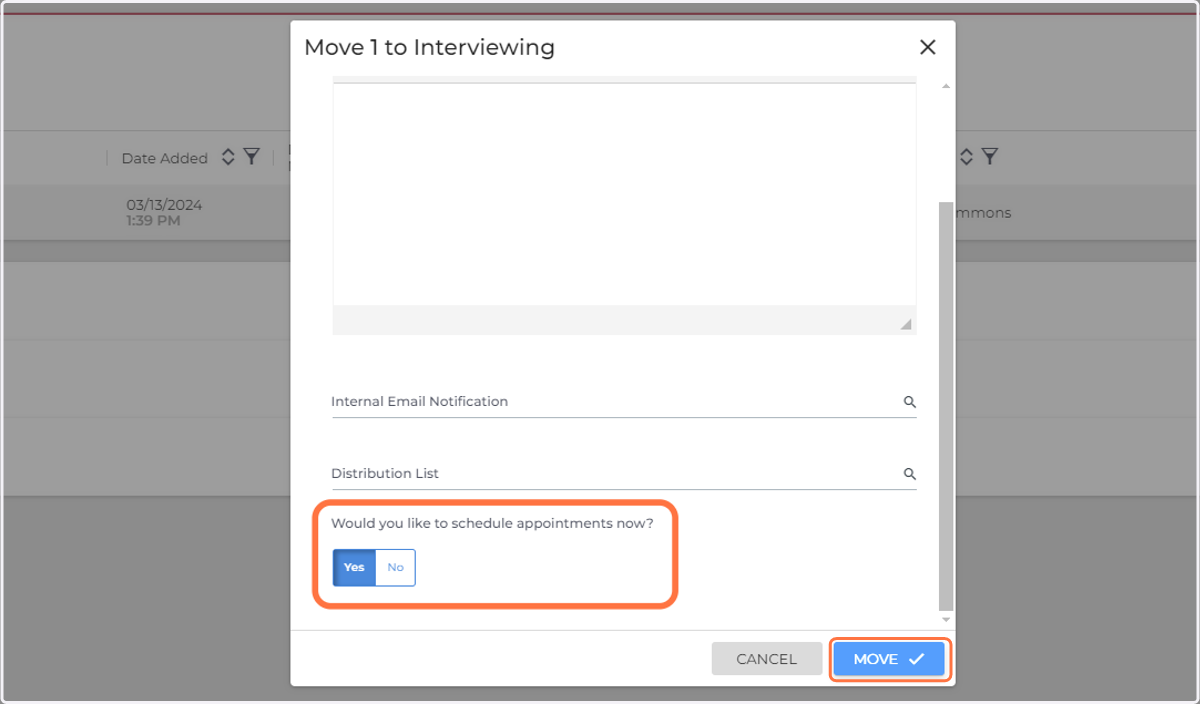 Click on MOVE