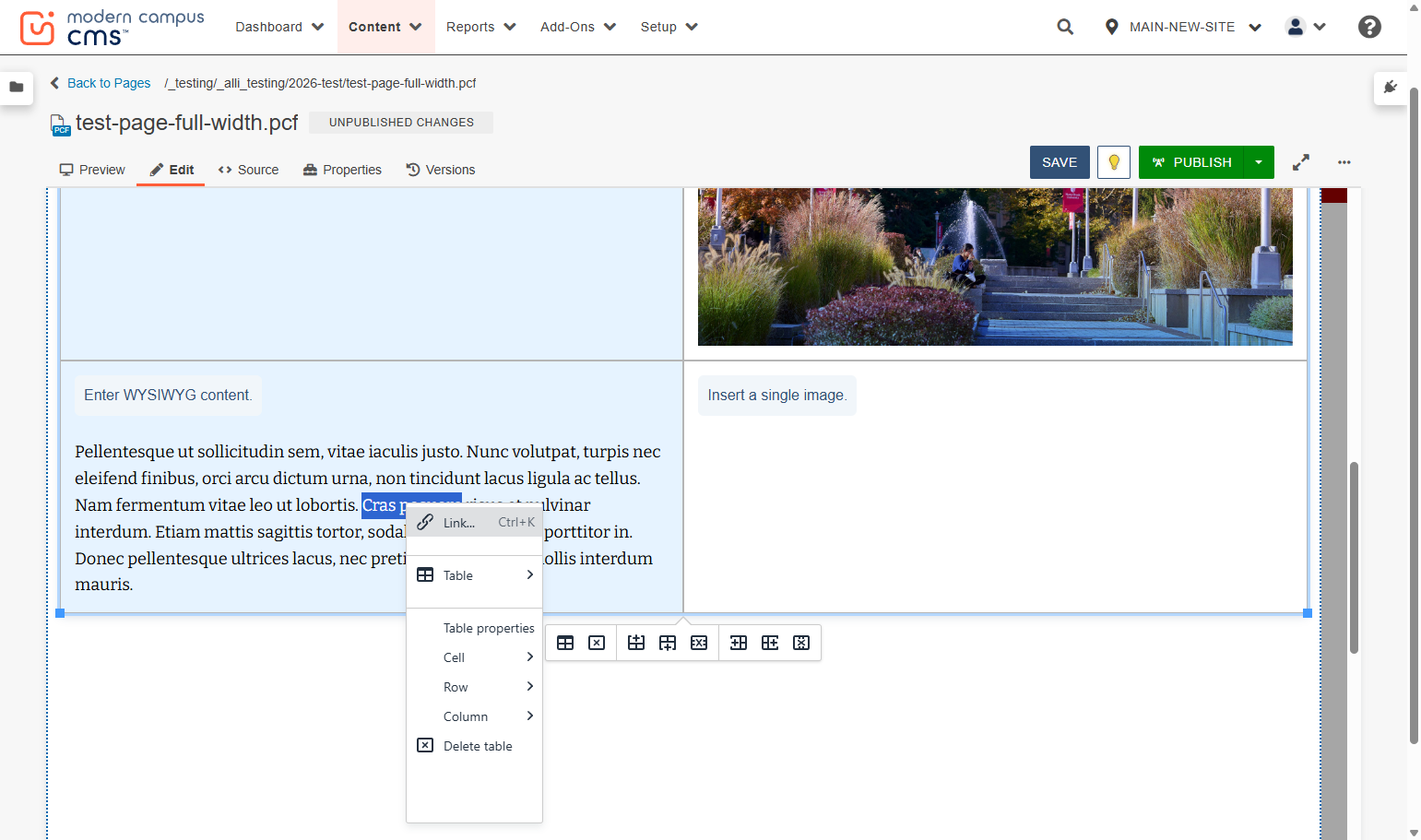 You can right click on your text in the WYSIWYG column to insert text links...