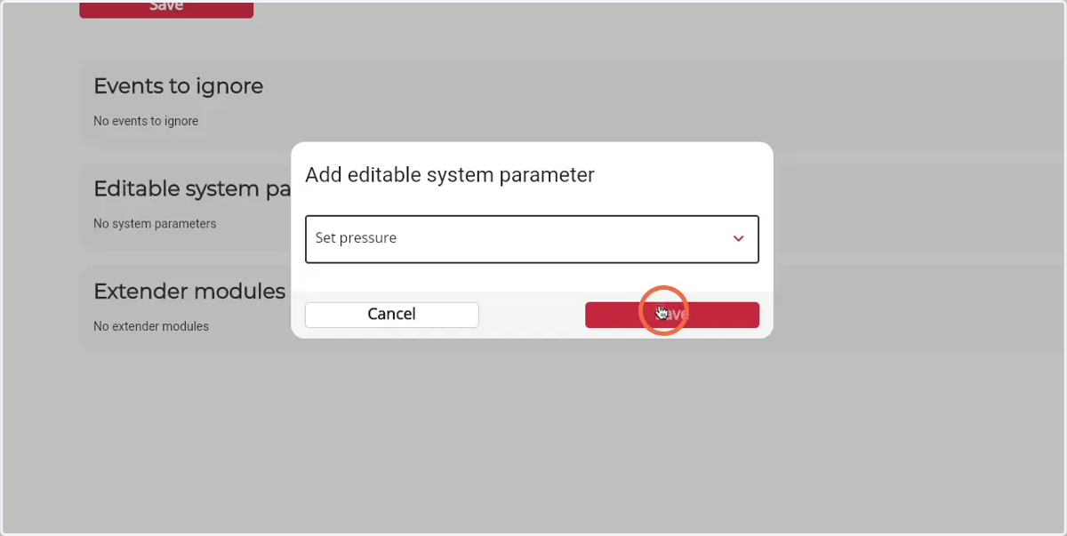 Click 'Save' to add the parameter to the Firepack