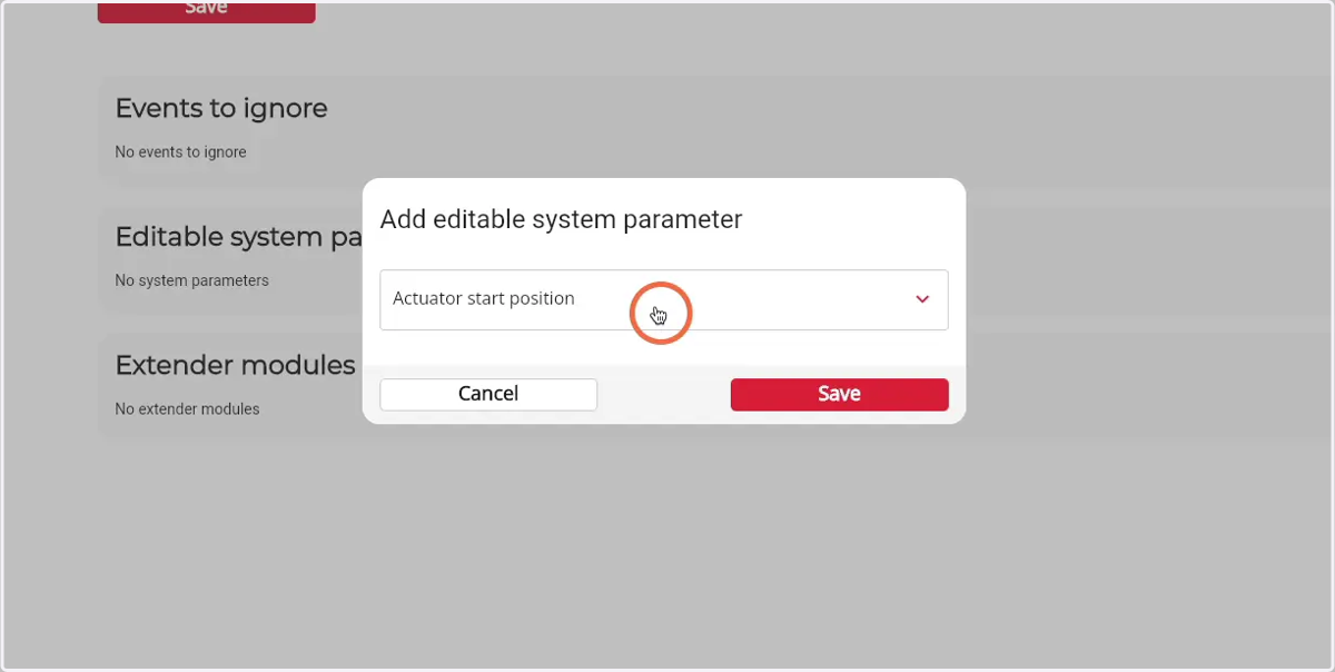 Click on the dropdown to select the desired parameter