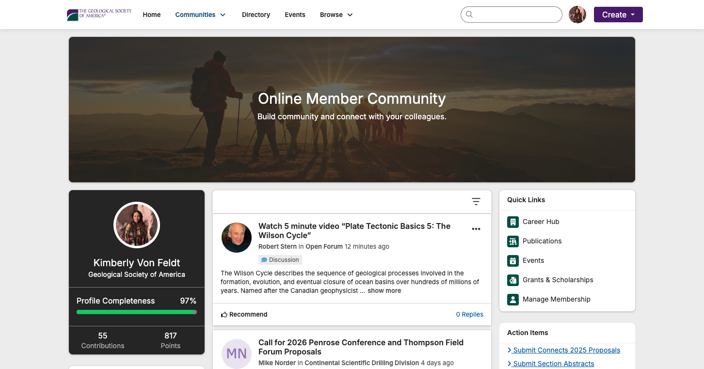 You will then be taken to our Online Member Community home page. Click on 'Communities' at the top of the menu bar.
