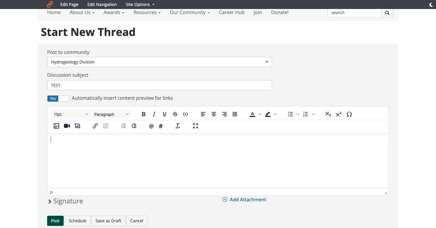 And can type/paste the message you would like to post in the community.