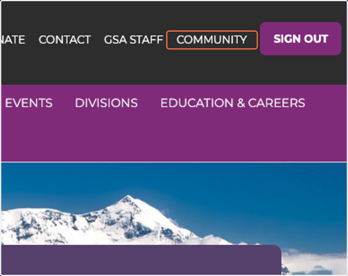 Once signed in, click on 'COMMUNITY' at the top of the menu bar.