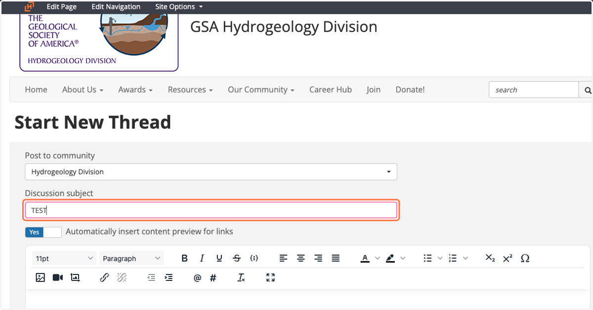 You will then be prompted to fill in a Title for your Discussion subject.