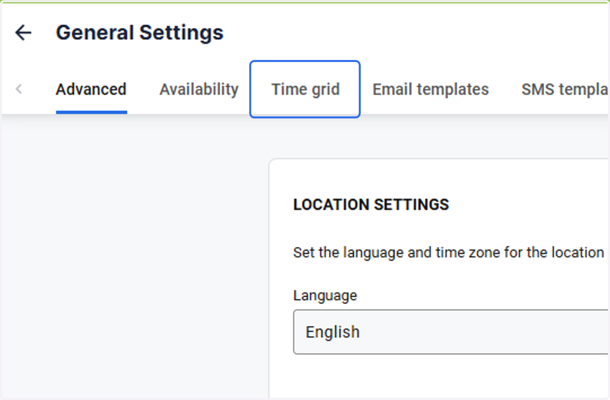 Open the Time grid tab