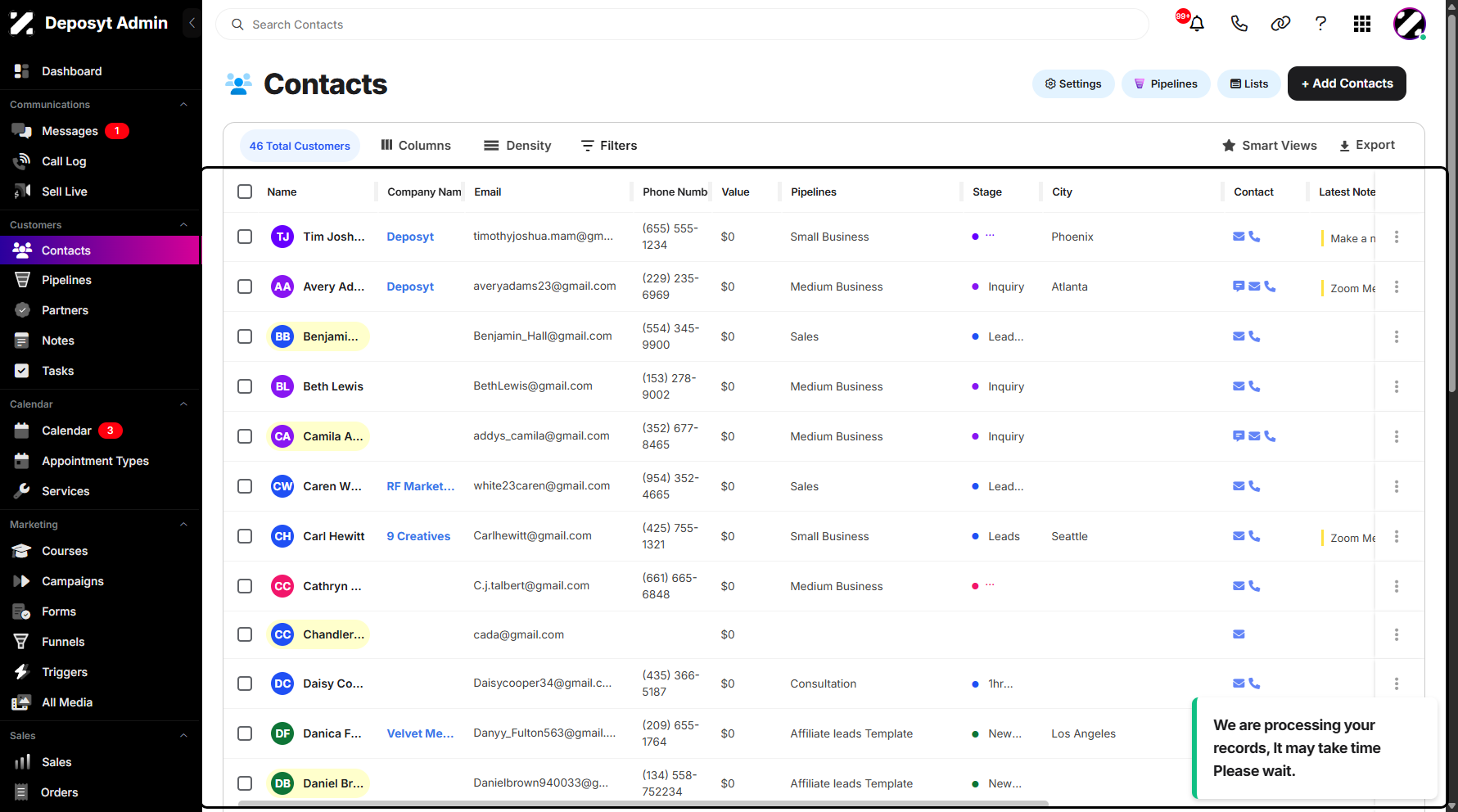 Step 7: A notification will appear, confirming that your contacts have been successfully deleted.