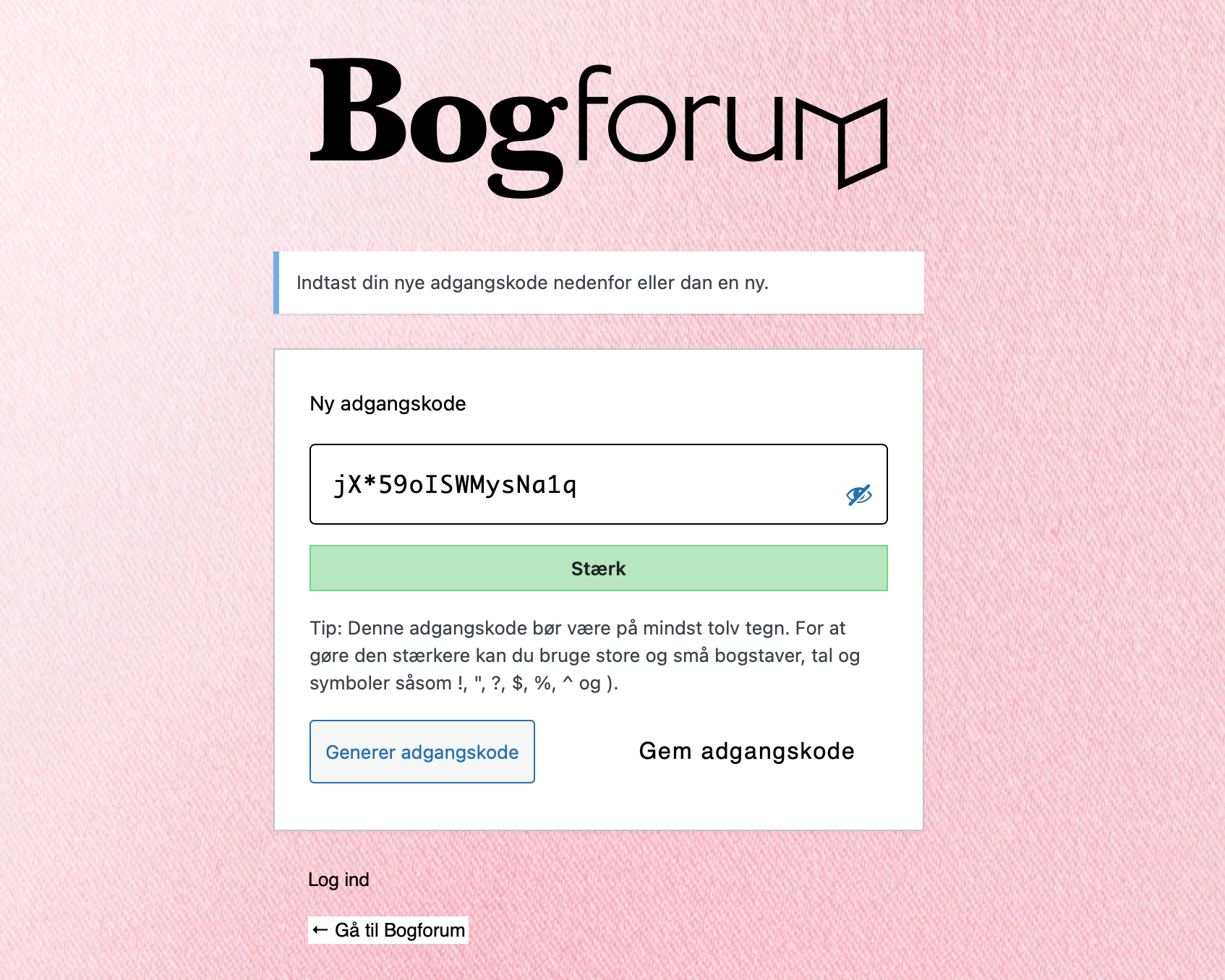 Klik på "Gem adgangskode" for at gemme din nye adgangskode