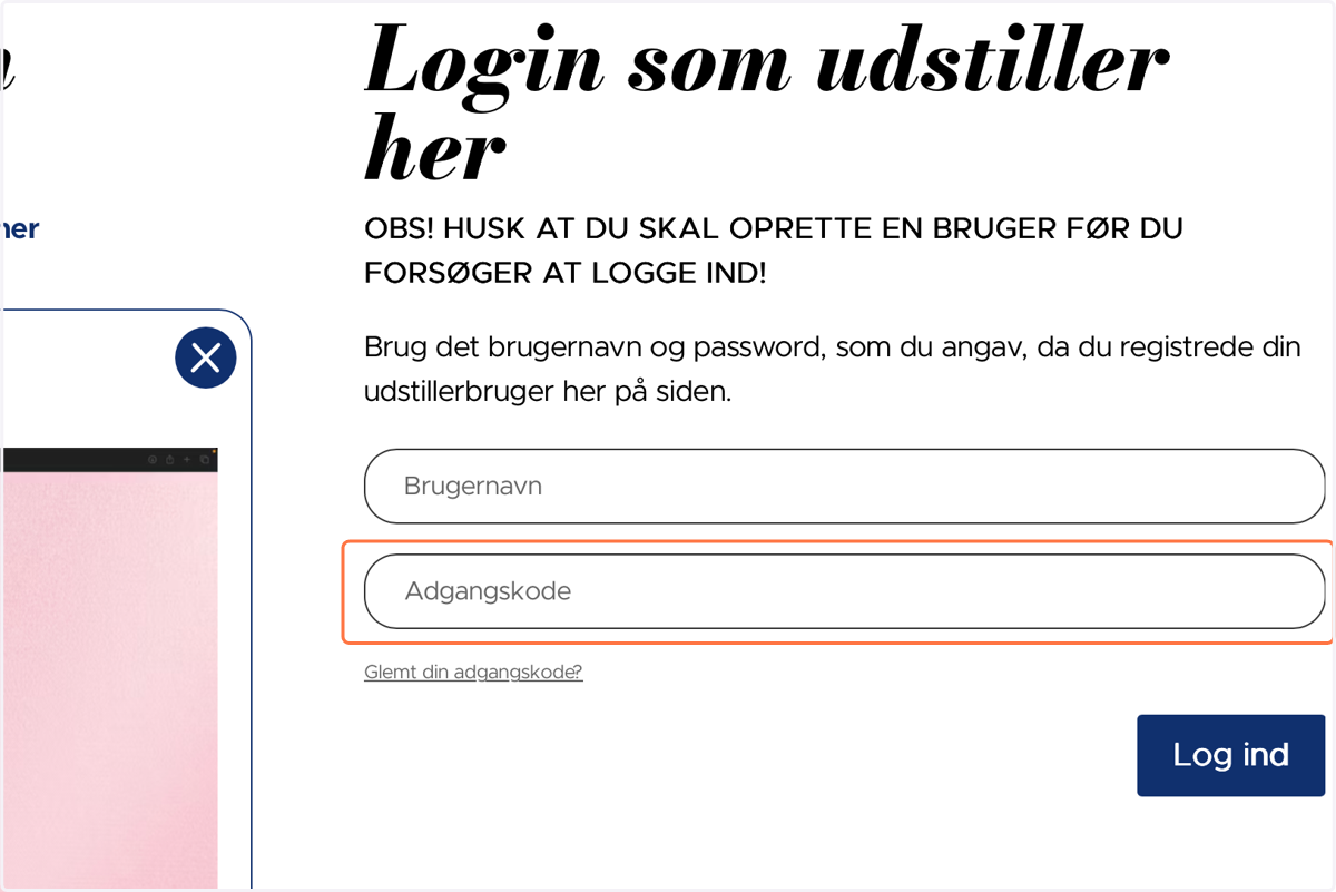 Skriv din nye adgangskode