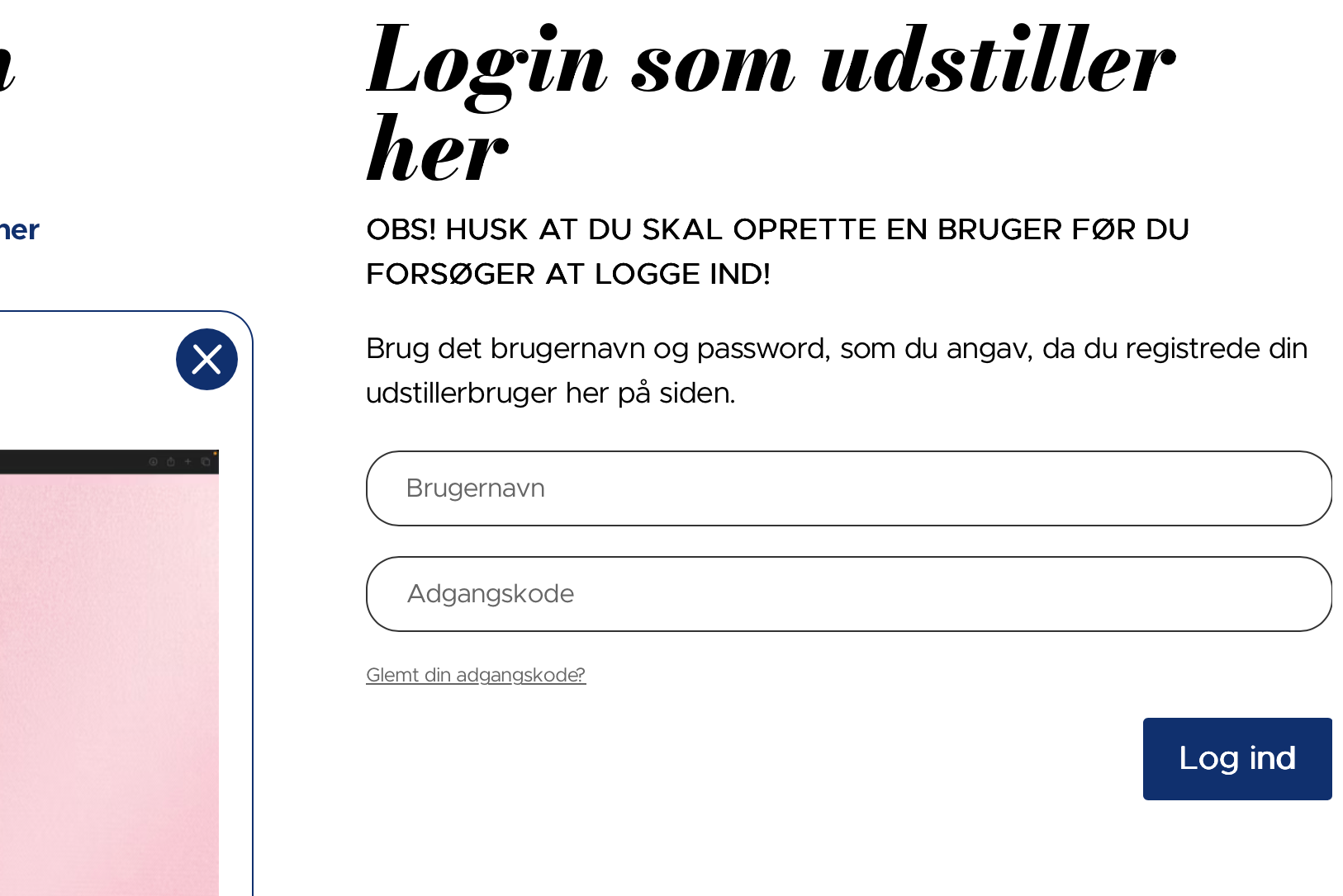 Klik på "Log ind"