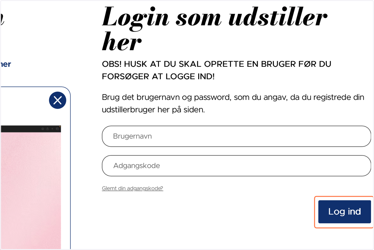 Klik på "Log ind"