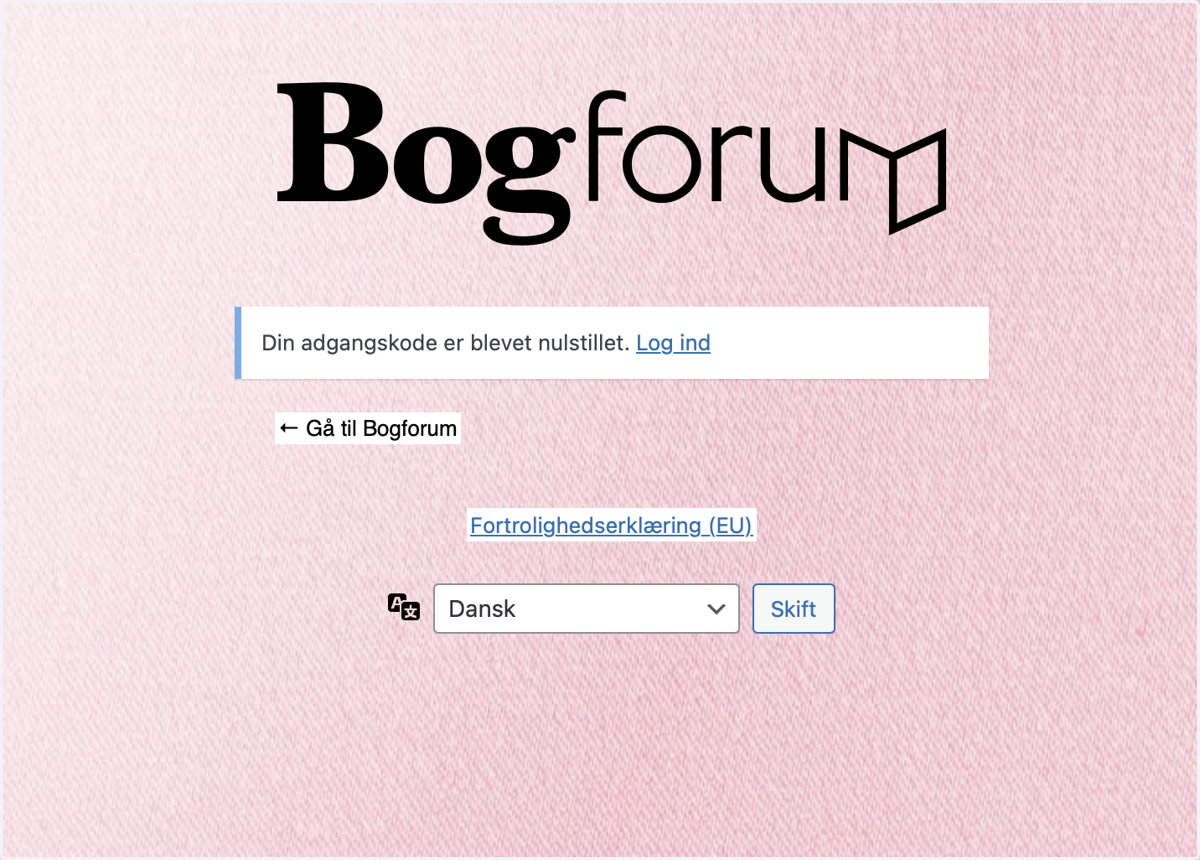 Klik på "Gå til Bogforum" for at logge ind