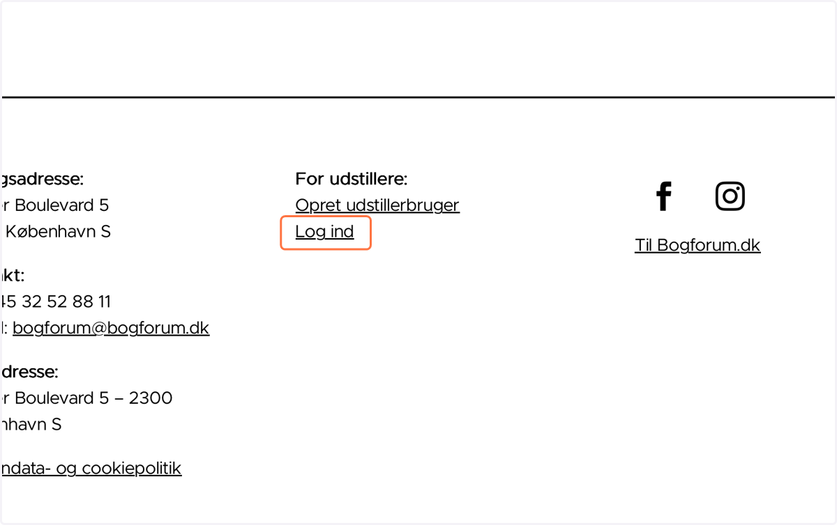 Klik på "Login" i bunden af forsiden