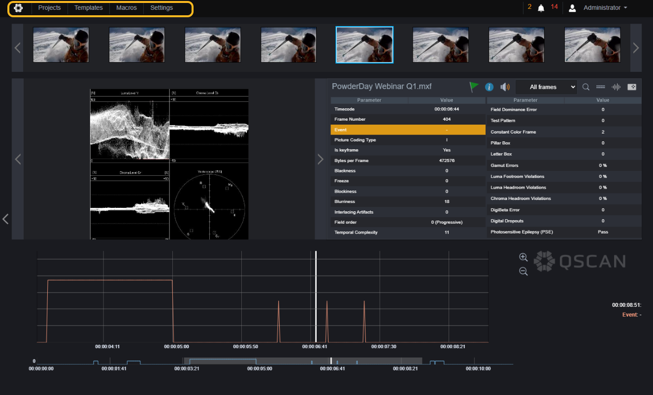 Once your inspection is finished, you can jump to any of the QScan pages or go back to the previous page.