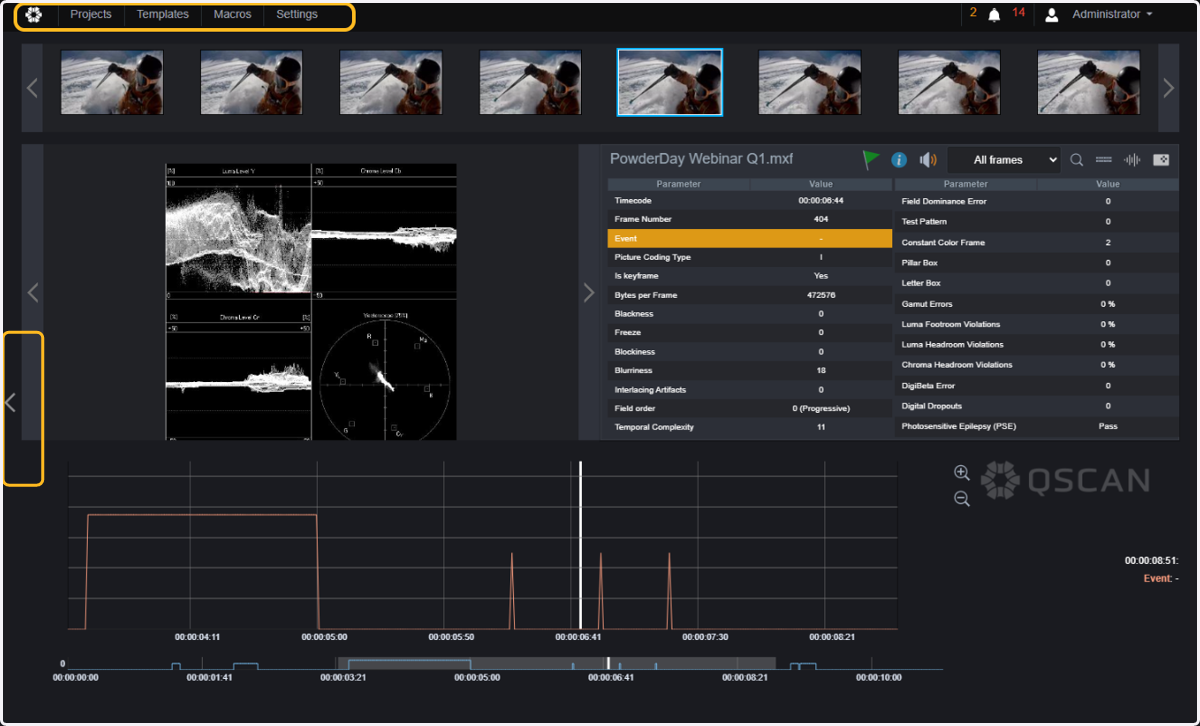 Once your inspection is finished, you can jump to any of the QScan pages or go back to the previous page.