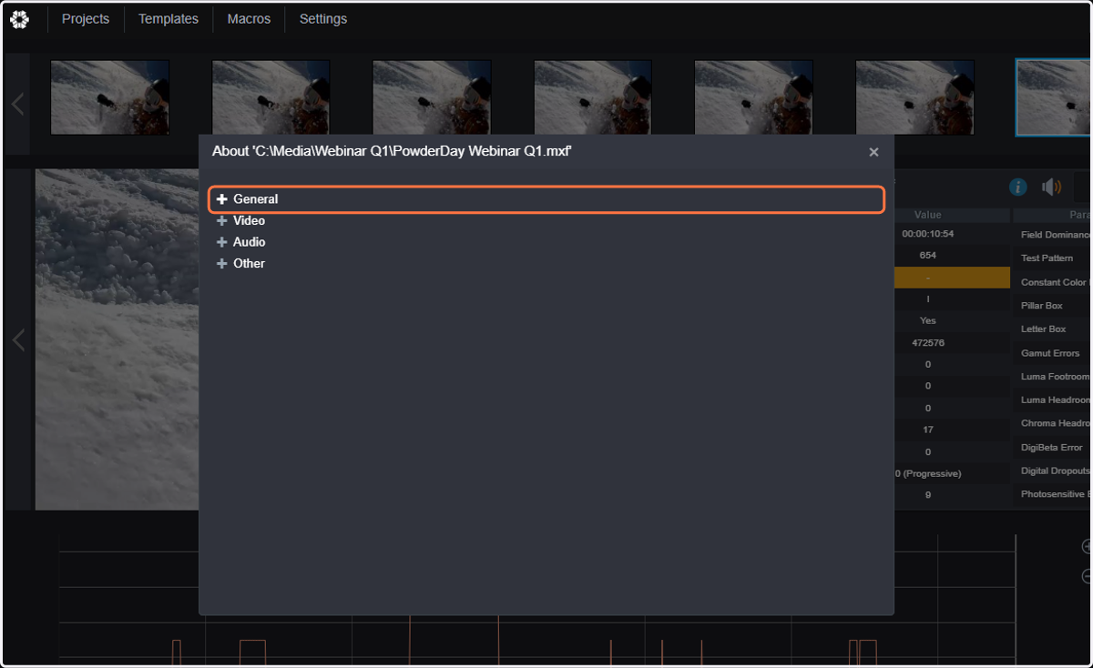 It will show detailed format information about the file by calling Media Info.