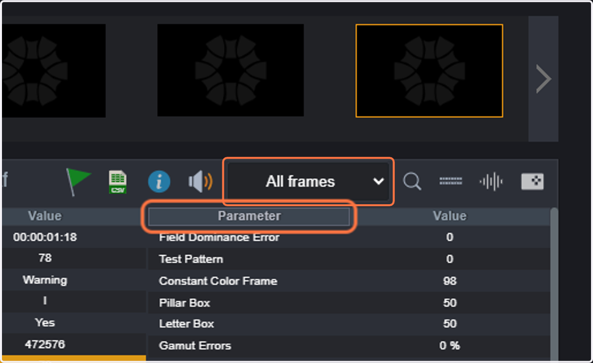 By selecting "All frames" you will be able to move frame by frame.