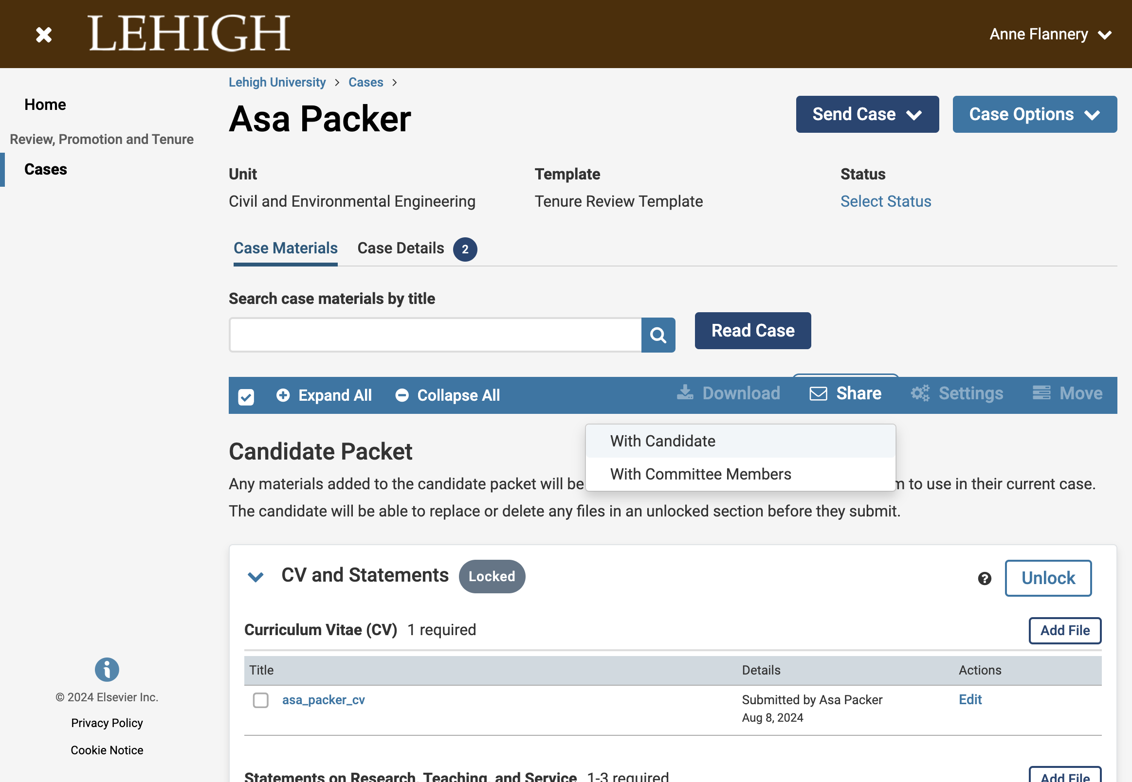 Click on With Candidate