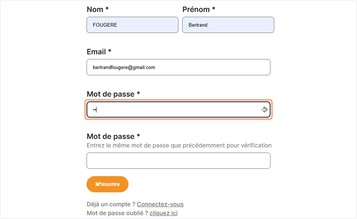 Choisissez un mot de passe