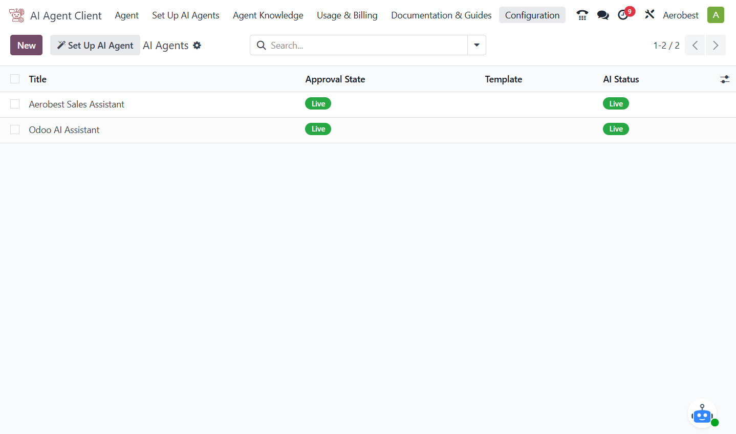Open Configuration, then Connection and Registration Status.