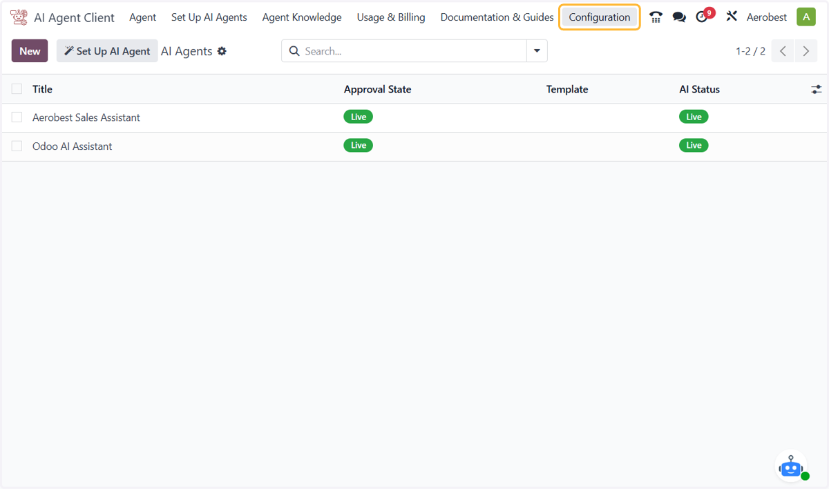 Open Configuration, then Connection and Registration Status.