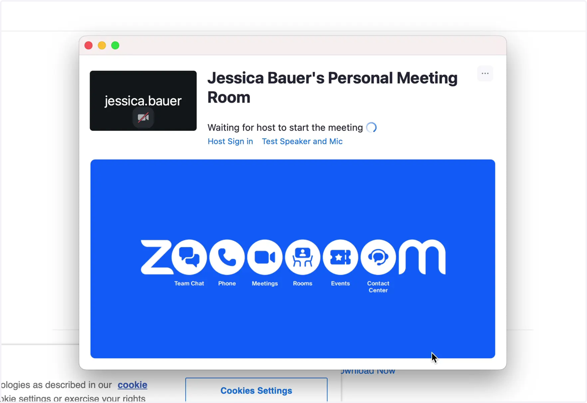 The Zoom desktop app will open and you'll be placed in the waiting room