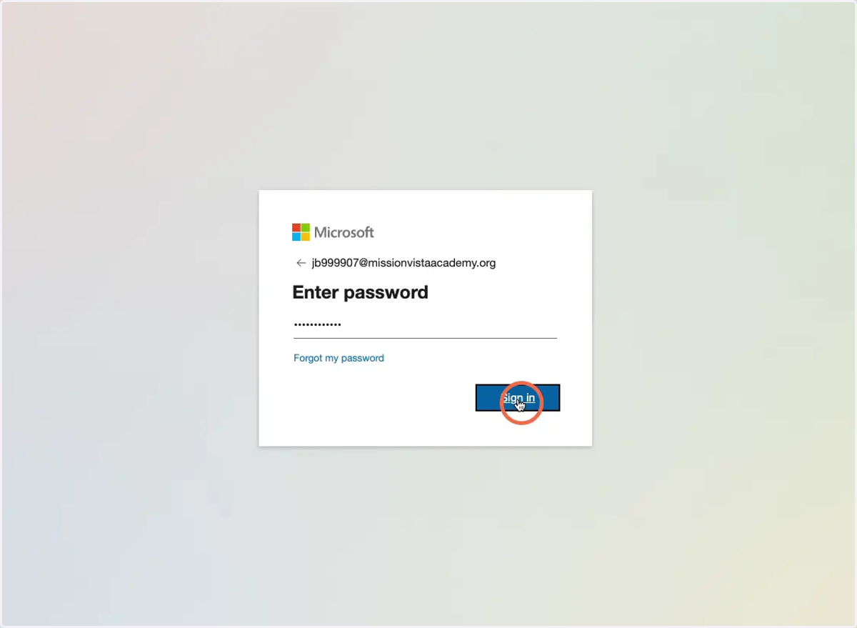 Enter your Microsoft Azure password and click Sign In