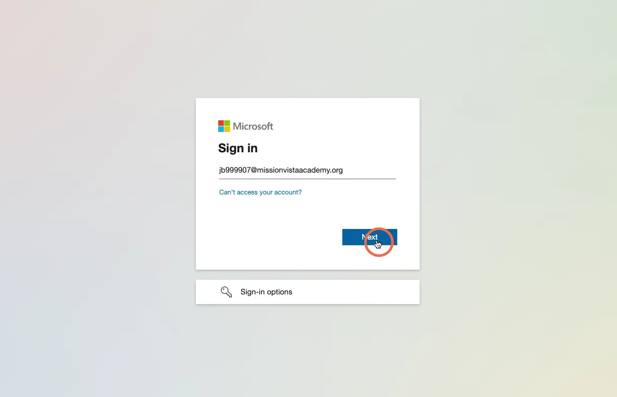 Enter your school email address and click Next