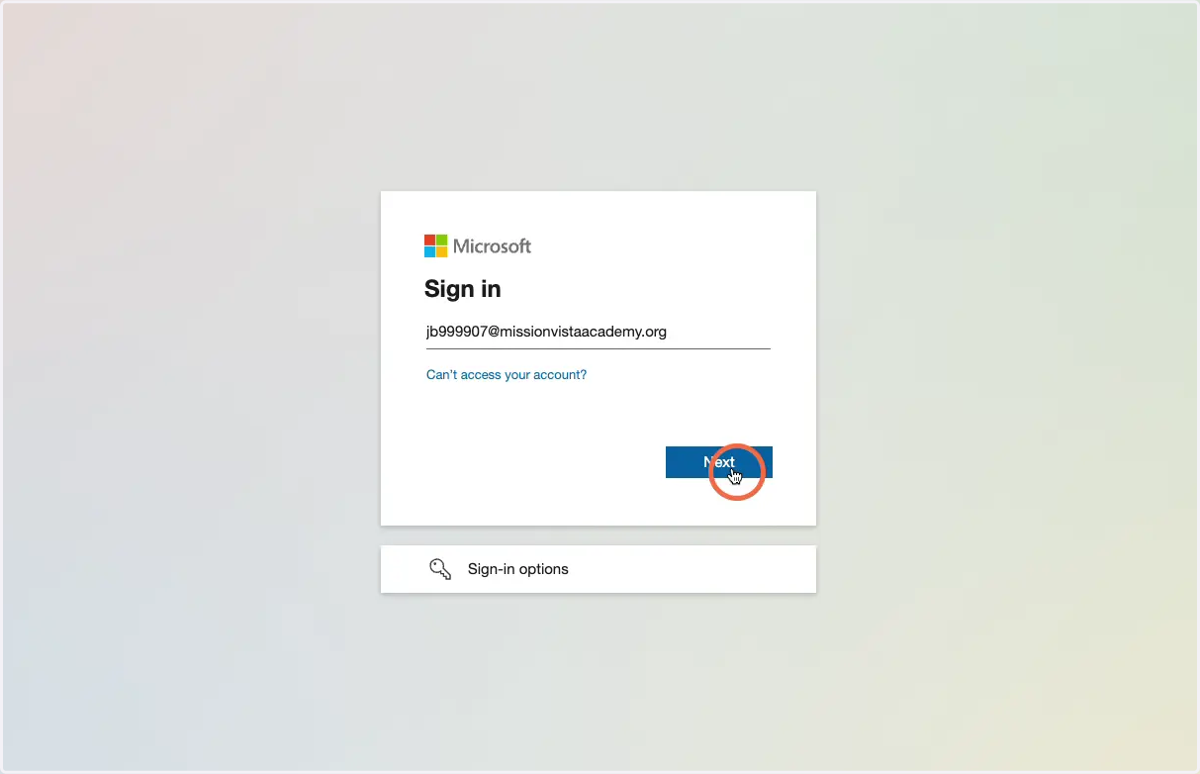 Enter your school email address and click Next