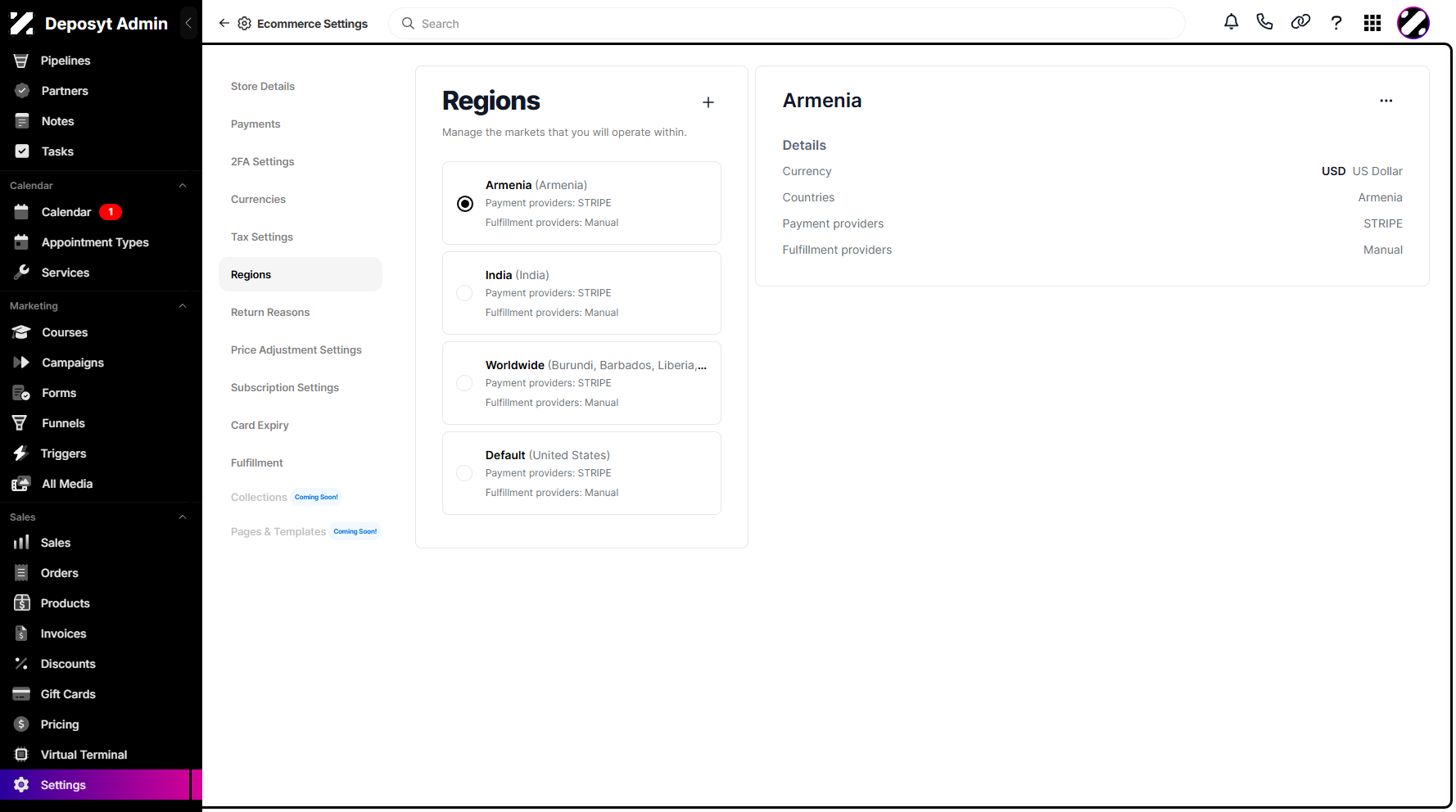 Step 6: You will then be taken to a new page where you can choose a region to modify.