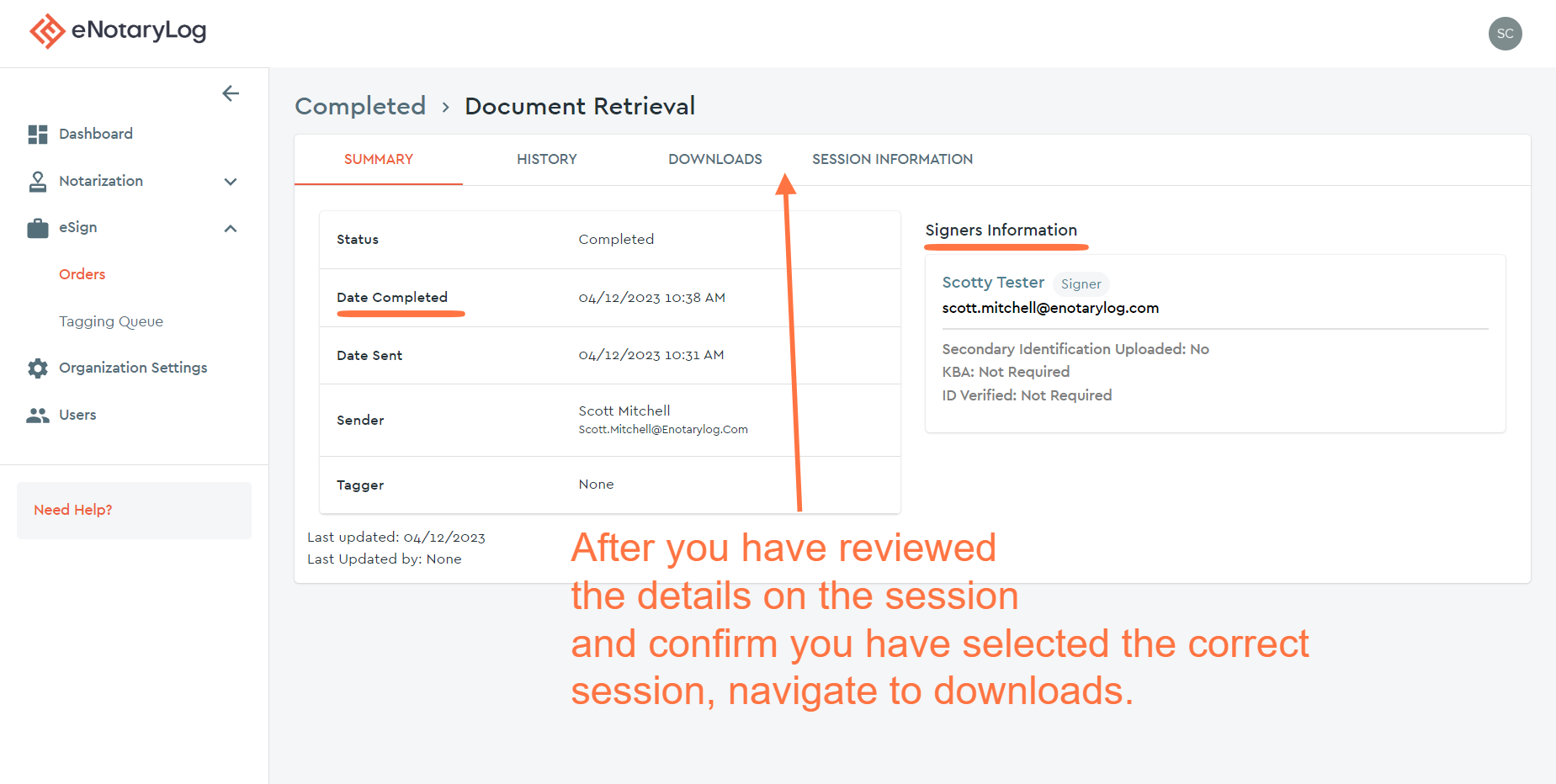 Click on the DOWNLOADS tab...