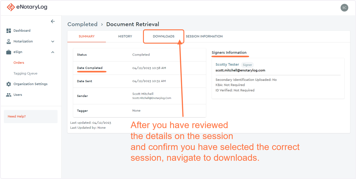 Click on the DOWNLOADS tab...