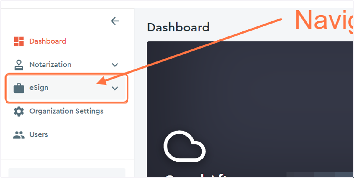 Click on eSign drop down menu...