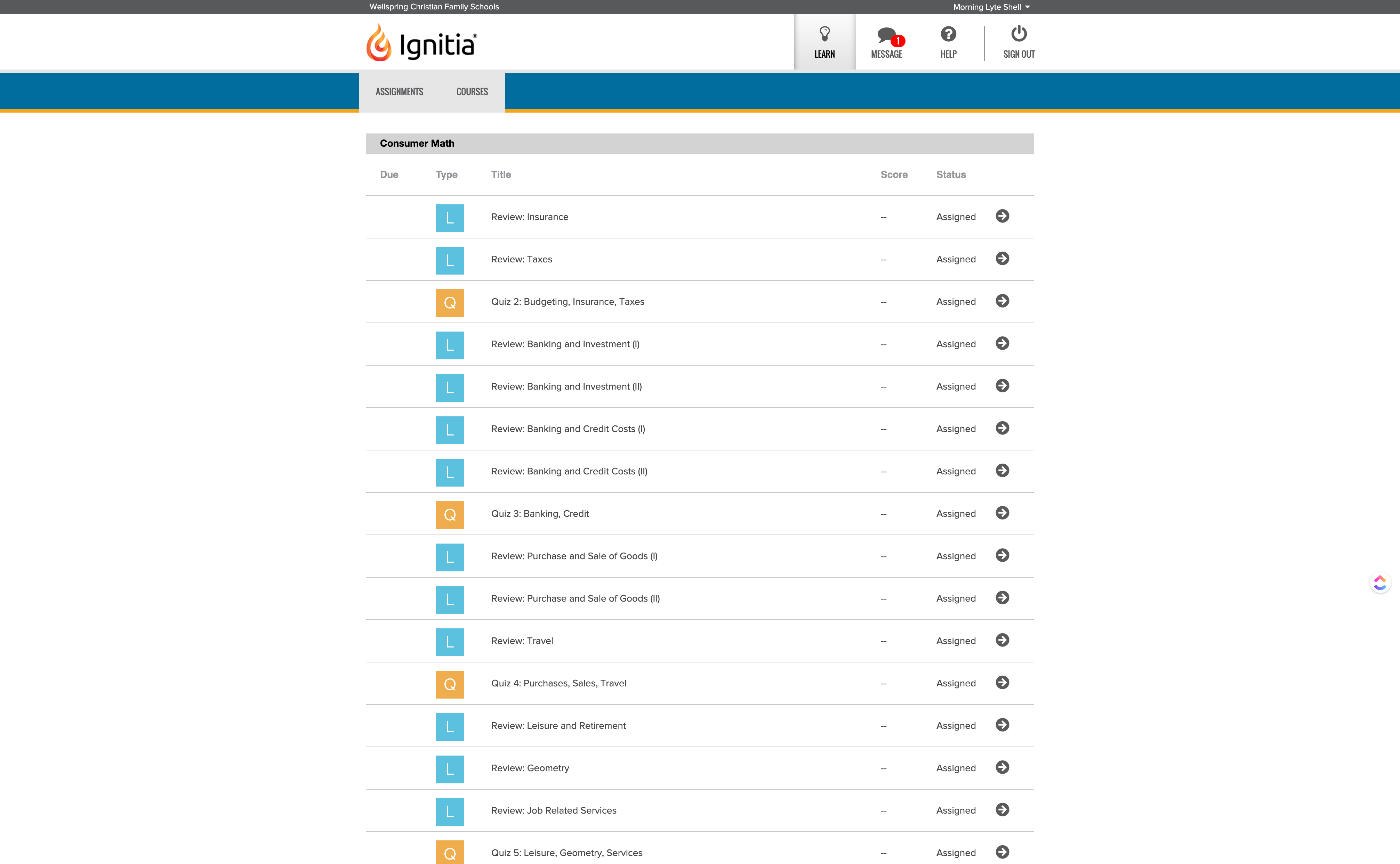 Click on COURSES
