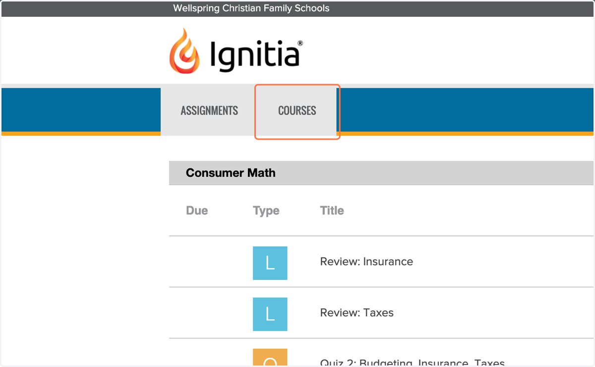 Click on COURSES