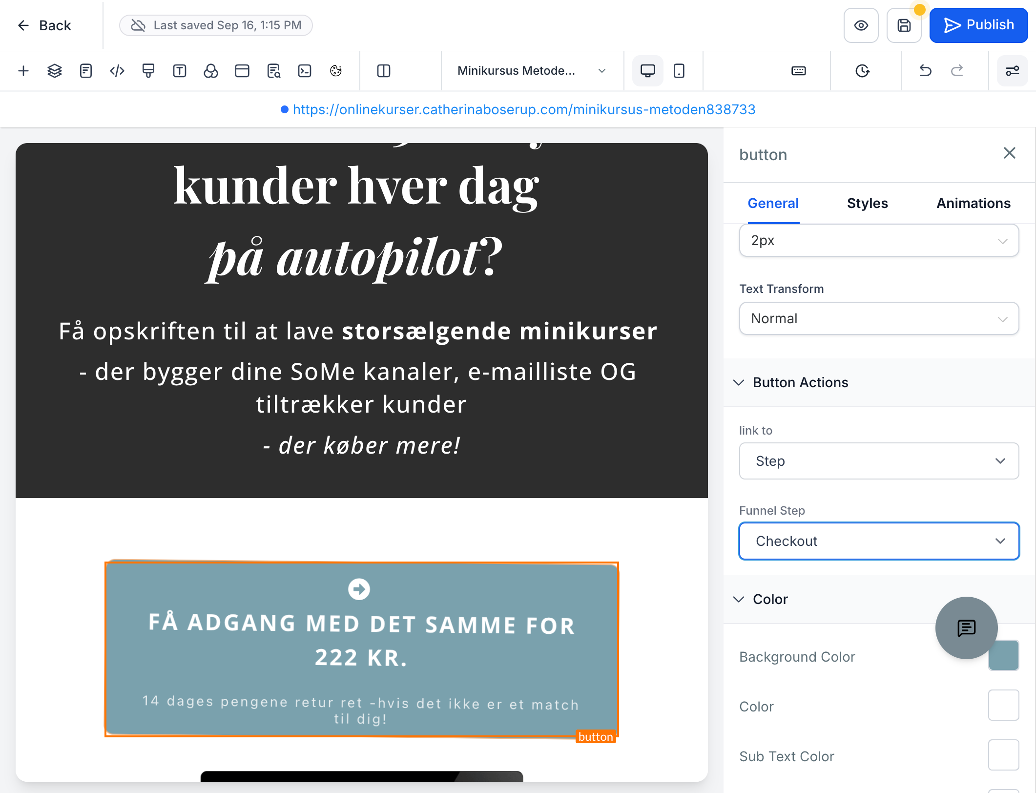 Klik på Save/Publish