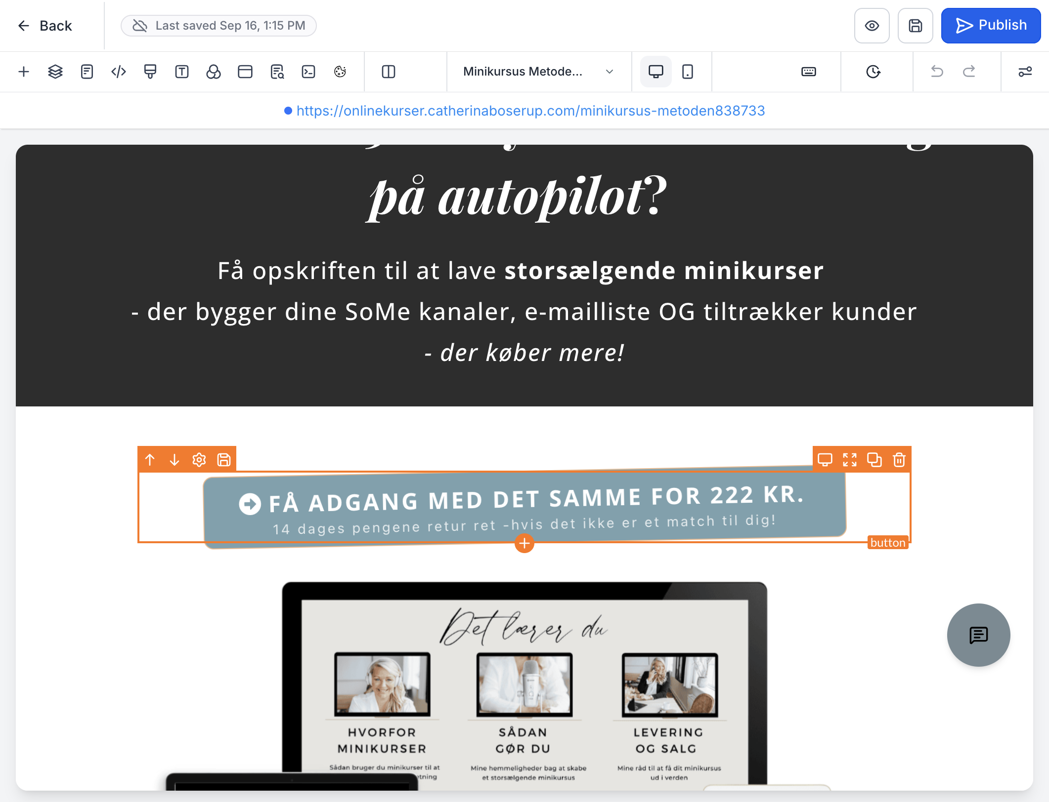 Klik på knappen