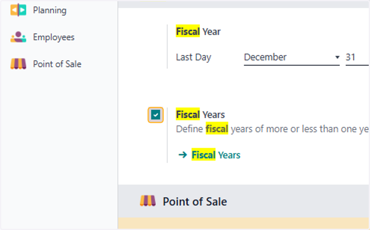 Uncheck Fiscal Years